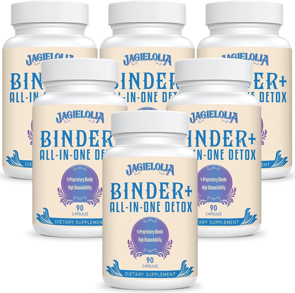 All-In-One Detox Binder Supplement 1500 MG - High Bioavailability, Liver Gut Detox Cleanse with Activated Charcoal, Zeolite & Bentonite Clay for Toxins, Liver, Digestive, 540 Vegan Capsules