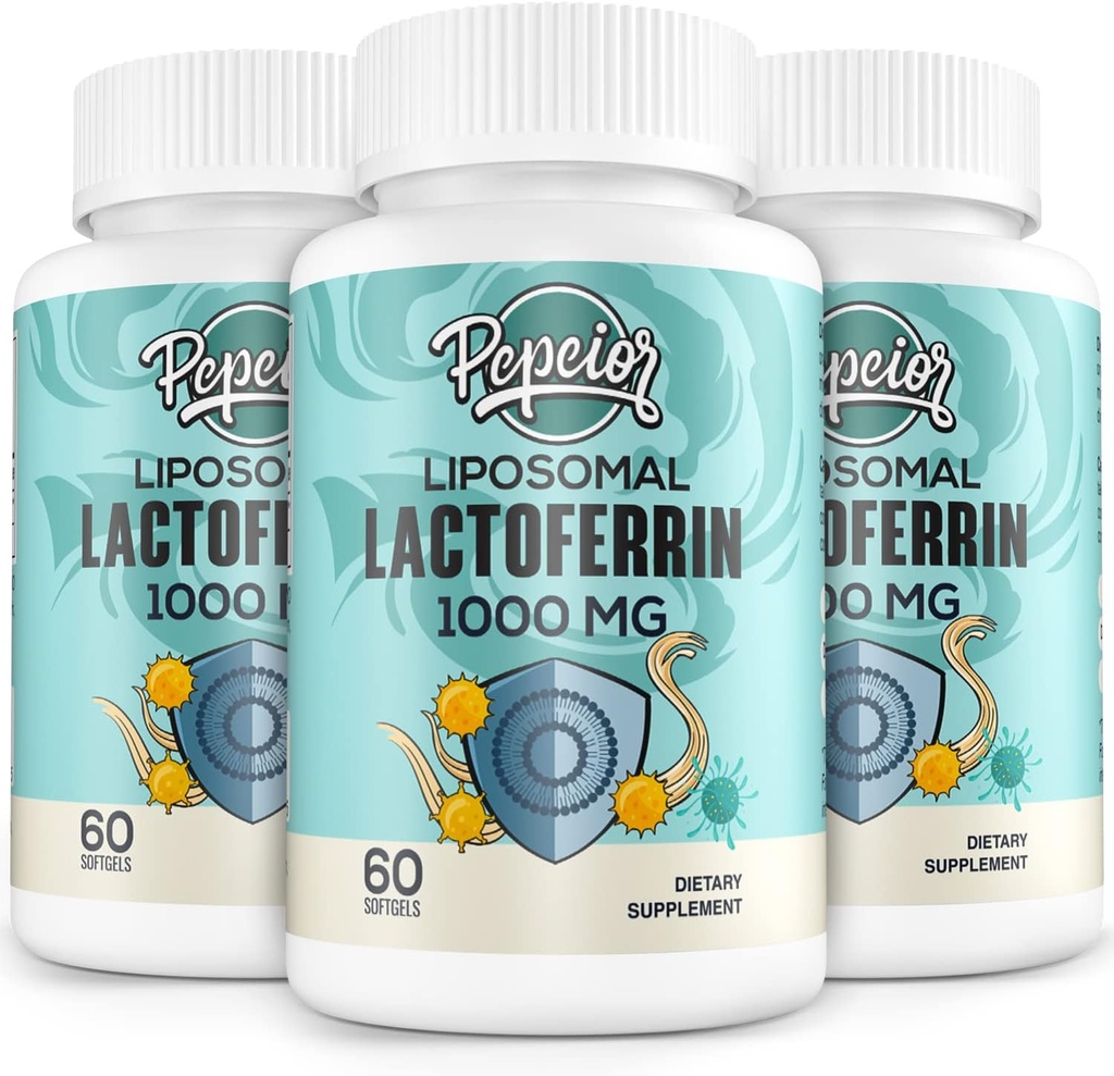 Liposomal Lactoferrin 1000 mg - Higher Absorption - for Iron Absorption & Immune Function Lactoferrin Supplements for Adults, 60 Softgels (3 Bottles)