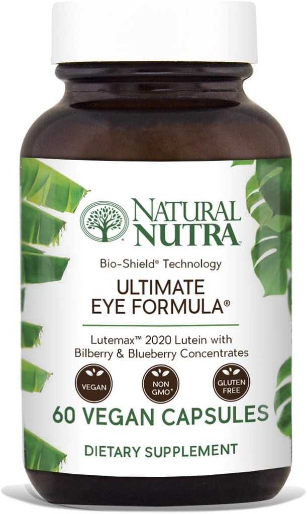 Natural Nutra Ultimate Eye Health Supplement - Bilberry & Blueberry Extract Blend for Day and Night Vision Support, Promotes Color Perception & Eye Clarity - Non-GMO, Gluten-Free, Vegan - 60 Capsules
