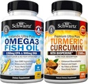 Triple Strength Omega 3 Fish Oil Softgels (2 Month Supply) Plus Turmeric Curcumin with Black Pepper Extract 1500mg Complex (2 Month Supply)