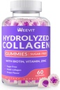 Sugar-Free Hydrolyzed Collagen Peptide Gummies, Collagen Gummies for Women with Biotin Vitamin C D B12, Collagen Supplement for Immune, Digestion, Skin, Nails, Hair