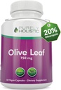 Purely Holistic Olive Leaf Extract 750mg Non-GMO Maximum Strength - 120 Vegan Capsules - 20% Oleuropein - 4 Month Supply - Support Supplement
