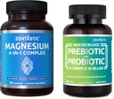 Zentastic 4-in-1 Magnesium Complex - Chelated Magnesium Glycinate, Malate, Taurate & Lactate & Probiotics & Prebiotics Supplement