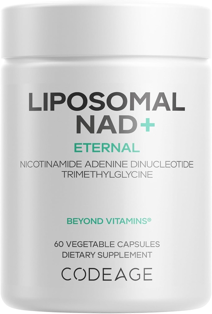 Codeage Liposomal NAD+ Supplement - NAD Nicotinamide Adenine Dinucleotide Coenzyme Pills - 500 mg NAD+ Per Serving & Betaine Anhydrous - Liposomal Delivery - Vegan, Non-GMO, Gluten-Free - 60 Capsules