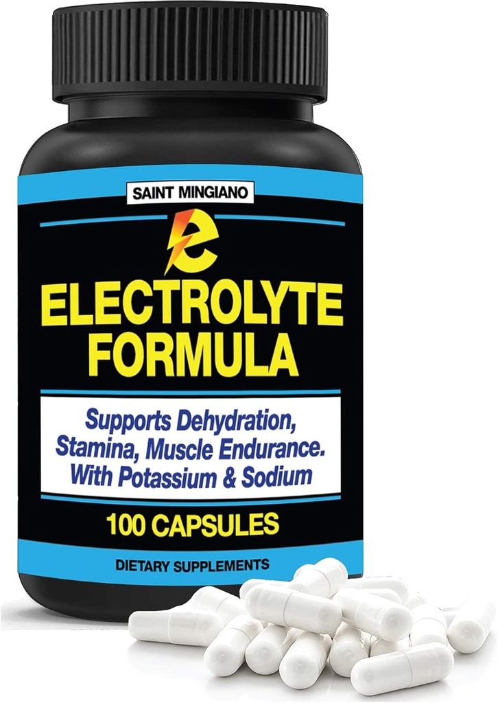 Electrolyte Formula Supplements - Stops Cramping Fast - 100 Easy to Swallow Salt Capsules with 12 Ingredients from Natures Best Sources - Keto Friendly and Sugar Free!
