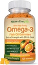 Extra Strength Omega 3 Fish Oil Gummies with DHA & EPA | Ultra High Purity Omega 3 Gummy Supplement for Healthy Heart, Joint & Brain Support | Nature's Vitamins, Orange Flavor | 120 Gummies