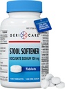 GeriCare Docusate Sodium Stool Softeners, Best Stool Softener for Daily use for Women, Men, and Elderly - Ideal for Constipation Relief 100mg Crushable Tablets. (100 Count) Made in The USA.