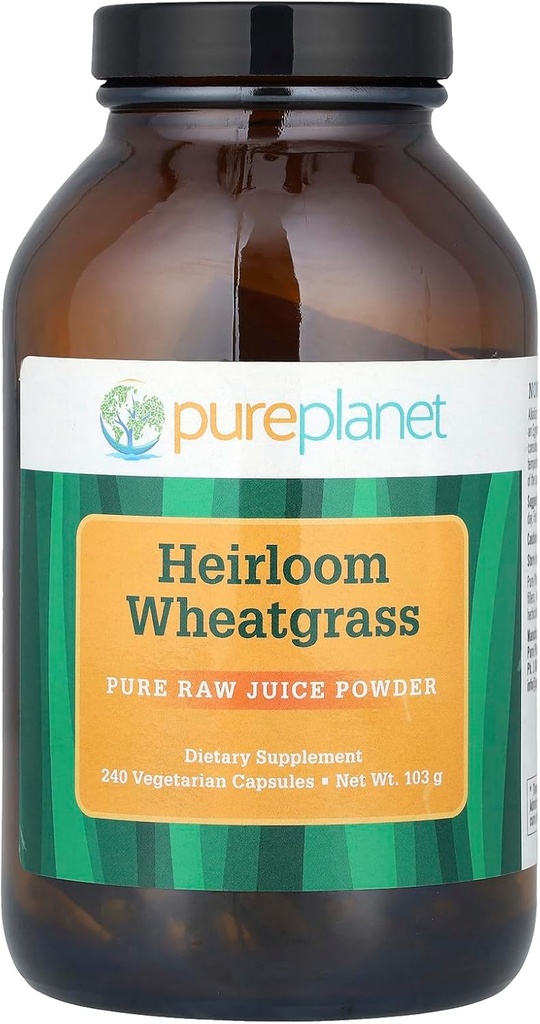 Pure Planet Heirloom Wheatgrass Vegetarian Capsules, 240 Count