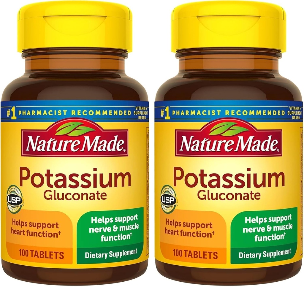 Nature Made Potassium Gluconate 550mg, 100 Tablets (Pack of 2)