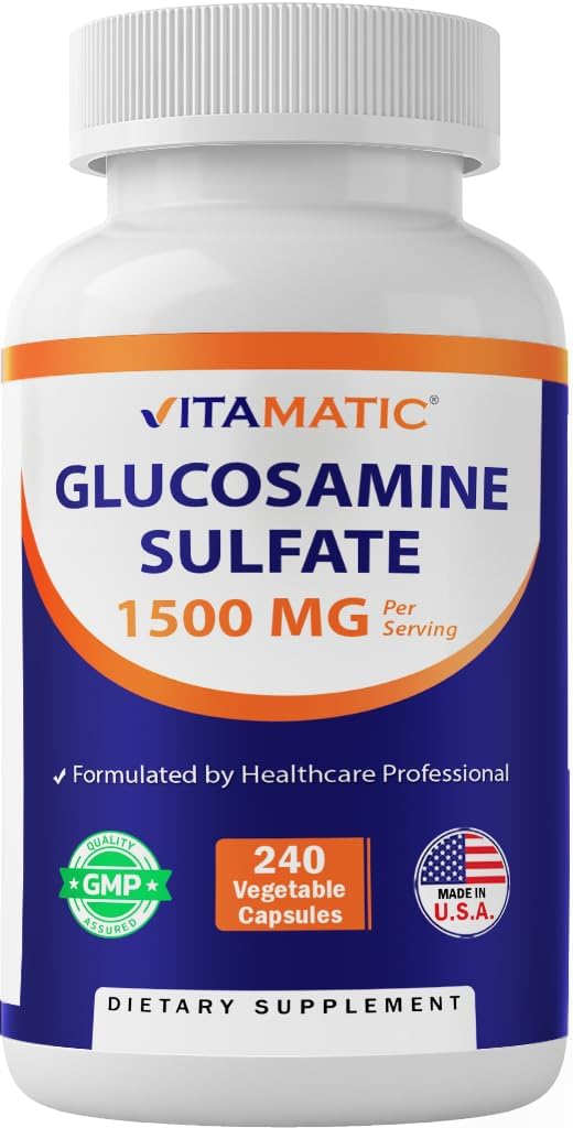 Vitamatic Glucosamine Sulfate Supplement, 1500mg, 120 Servings, 240 Capsules