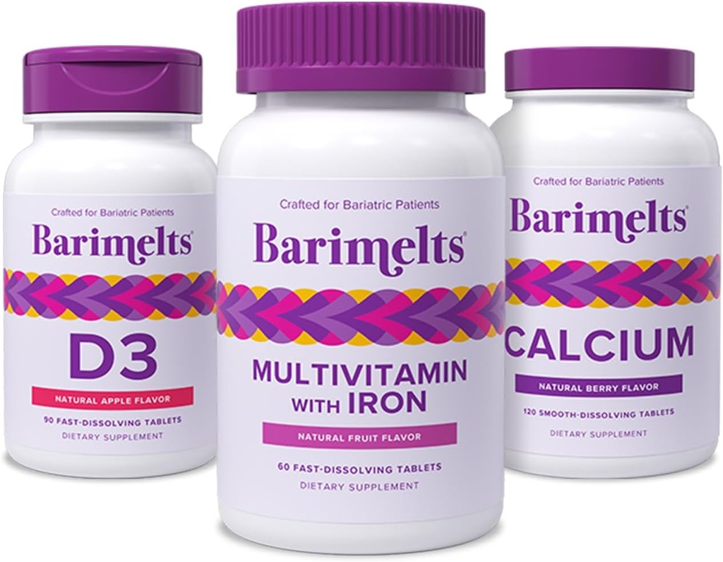 BariMelts Post-Bariatric Surgery Immunity Pack Bundle - Multivitamin with Iron, Calcium Citrate, and Vitamin D3