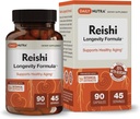 DailyNutra Reishi Longevity Formula - Organic Reishi Mushroom Capsules | Anti-Aging Supplement with KSM-66 Ashwagandha and Astragalus (90 Capsules)