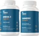 Dr. Tobias Omega 3 Fish Oil, 2000mg, and Turmeric Curcumin, 95% Curcuminoids, Promotes Overall Health with Antioxidant Support