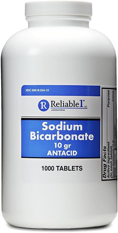 Reliable-1 Laboratories Sodium Bicarbonate Antacid Tablets Acid Reducer for Indigestion & Heartburn Relief | Bulk Antacids – 1000 Count Bottle