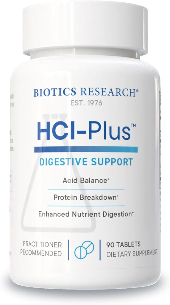Biotics Research HCl Plus™, Supplies Betaine Hydrochloride, Pepsin, Glutamic Acid and More, Supports Healthy Digestion, 90 Tabs