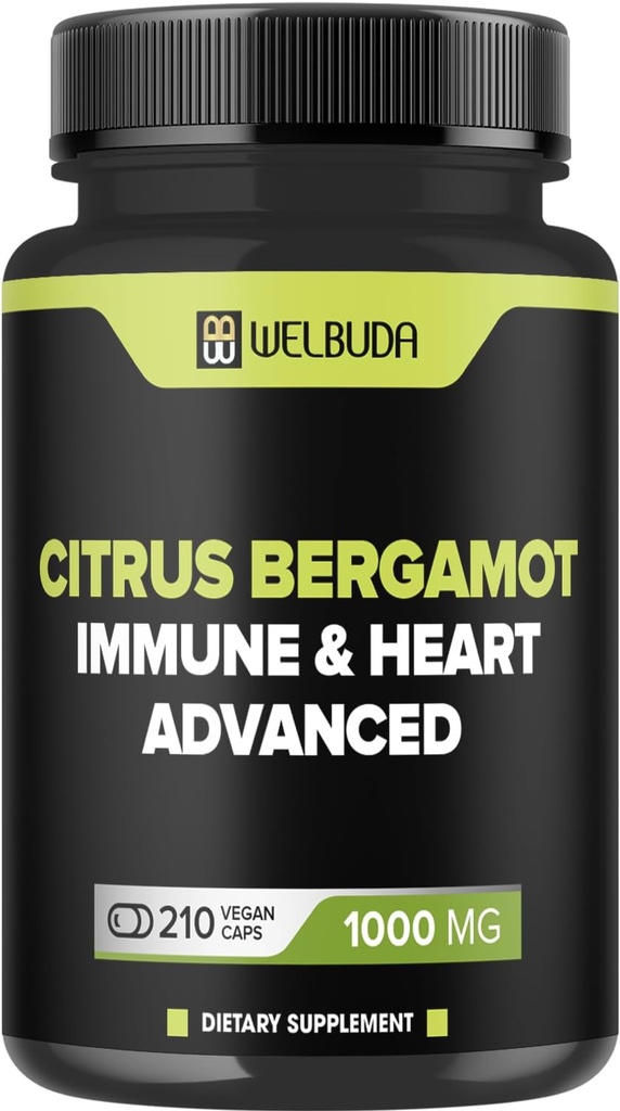 Citrus Bergamot with Olive Leaf, Hawthorn Berry & More - Combined Formula for Circulatory Health, Protective Function, Skin Health - 210 Capsules - 105 Day