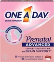 One A Day Women’s Prenatal Advanced Complete Multivitamin with Brain Support* with Choline, Folic Acid, Omega-3 DHA & Iron for Pre, During and Post Pregnancy, 90+90 Count, (180 Count Total Set)