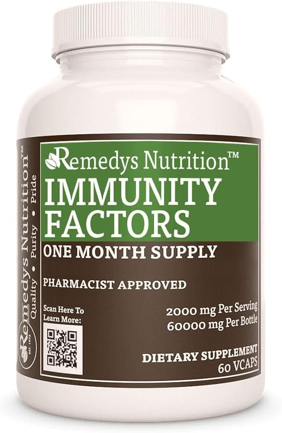 Remedy's nutrition Immunity Factors | 1,000mg, 60 Vegan Capsules Herbal Dietary Supplement | Two Month Supply