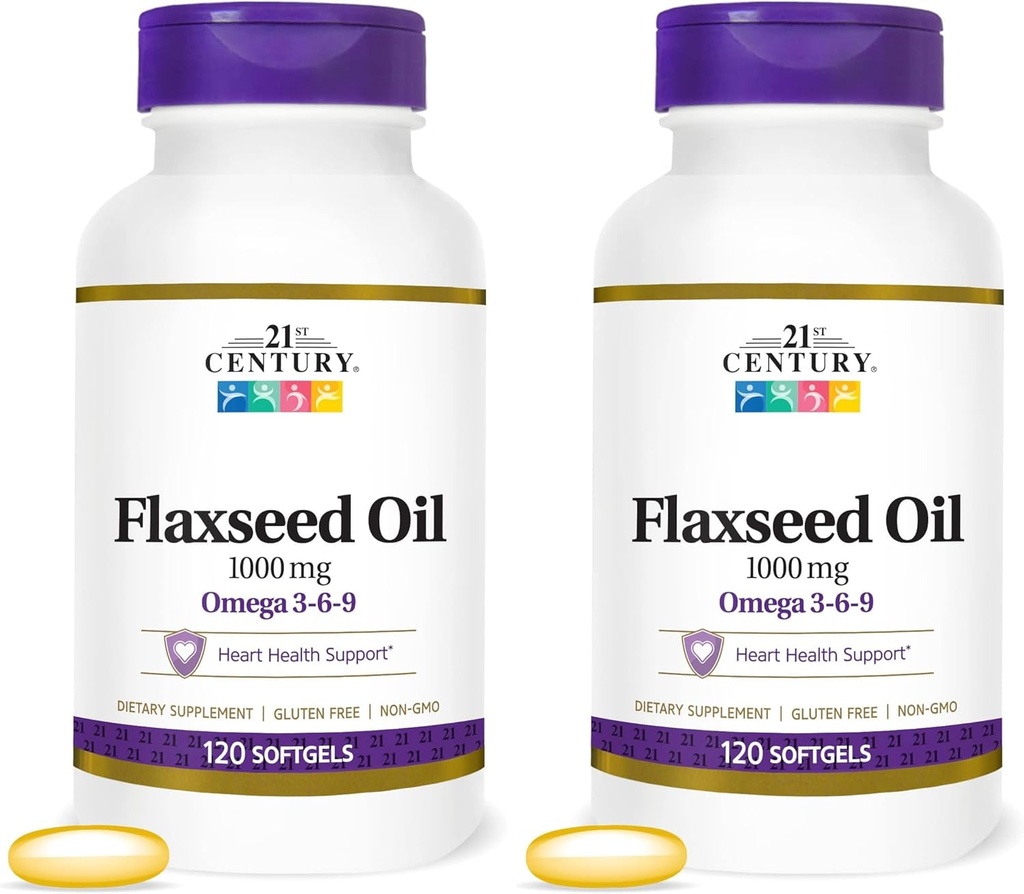 21st Century Flaxseed Oil 1000 Mg Softgels, 120-Count (22871) (Pack of 2)