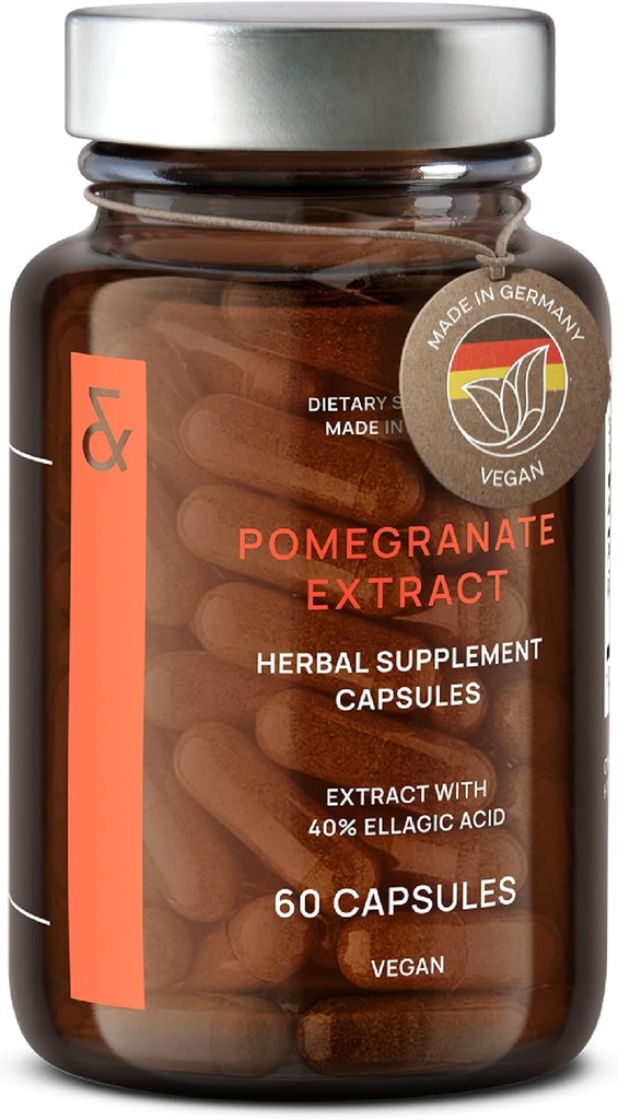 CLAV Pomegranate Extract - 1000mg Daily Dose - 40% Ellagic Acid - Vegan Pomegranate Supplement - Heart & Joint Support - 60 Capsules - Made in Germany