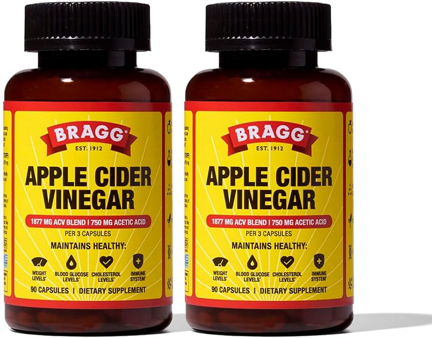 Bragg Apple Cider Vinegar Capsules with Vitamin D and Zinc - (2 Pack) 90 Capsules - Supports The Immune System