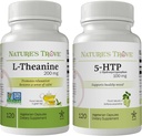 Nature's Trove L-Theanine 200mg 120 Vegetarian Capsules & 5-HTP 100mg 120 Vegetarian Capsules - Calm & Healthy Mood Stack