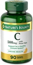 Nature's Bounty Vitamin C, Support for a Healthy Immune System, 500 mg Vitamin C with Rosehips, 90 Chewable Tablets