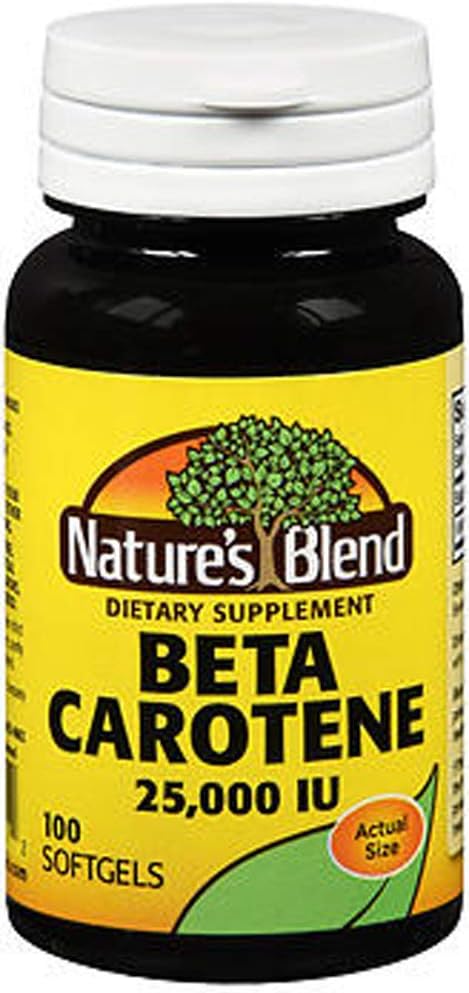 Nature's Blend Beta Carotene 25000 IU - 100 Soft Gels, Pack of 2