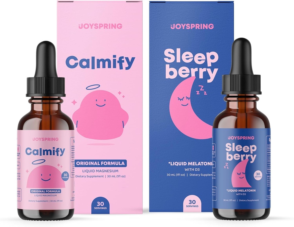 JoySpring Magnesium Citrate and SleepBerry Melatonin Liquid for Kids