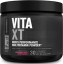 Jacked Factory Vita XT Performance Vitamin Powder - Daily Multivitamin Powder for Men with KSM-66 Ashwagandha, Prebiotic Fiber, Vitamin A, C, D, K, B6, B12, & More - Strawberry Lemonade, 30Sv