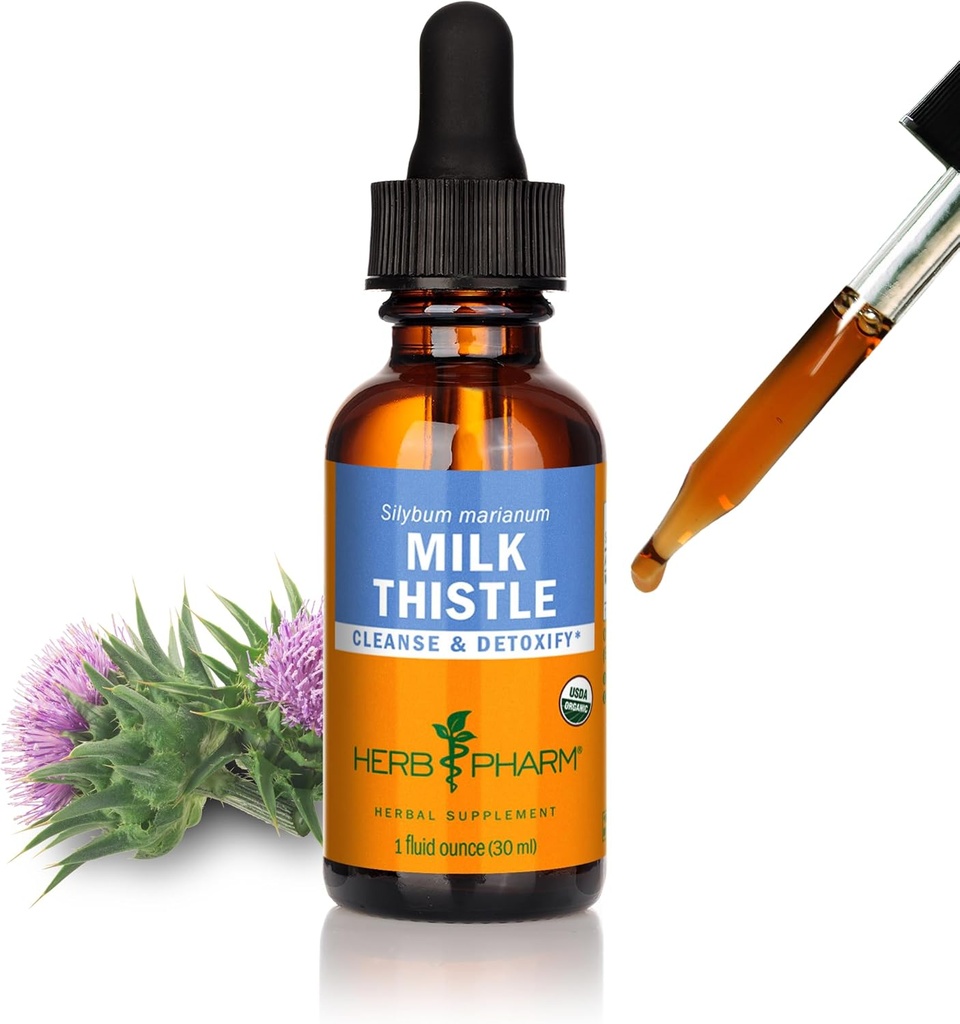 Herb Pharm Milk Thistle Seed Liquid Extract for Liver Function Support - 1 Ounce