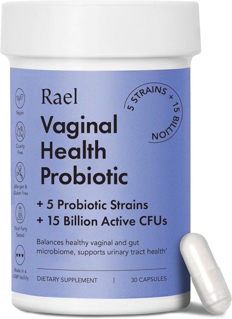 Rael Probiotics for Women - pH Balance Supplement with Prebiotics, Vaginal Immune Health (30 Servings)