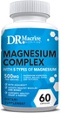 Magnesium Complex Supplement 500mg. Citrate, Glycinate, Malate, Hydroxide, and Oxide, Five Different Forms of Magnesium for Bones, Muscle, and Energy Support, 60 Capsules