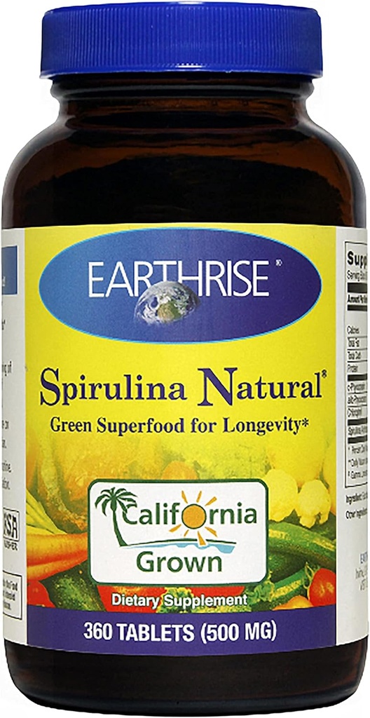 Earthrise Spirulina Natural, 360 Tablets 500mg