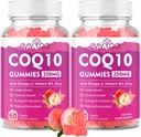 2 Pack CoQ10 Gummies 250mg, Plus Omega-3, Vitamin B3 & Zinc, Magnesium - High Absorption Coenzyme Q10 Supplements for Heart Health, Cellular Energy, & Antioxidant Support, 120 Count