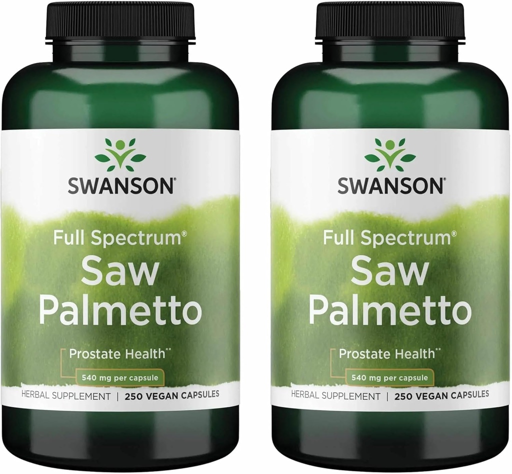 Swanson Saw Palmetto - Herbal Supplement Promoting Male Prostate Health Support - Natural Hair Supplement & Urinary Health Support (540 mg 250 Capsules) (2 Pack)