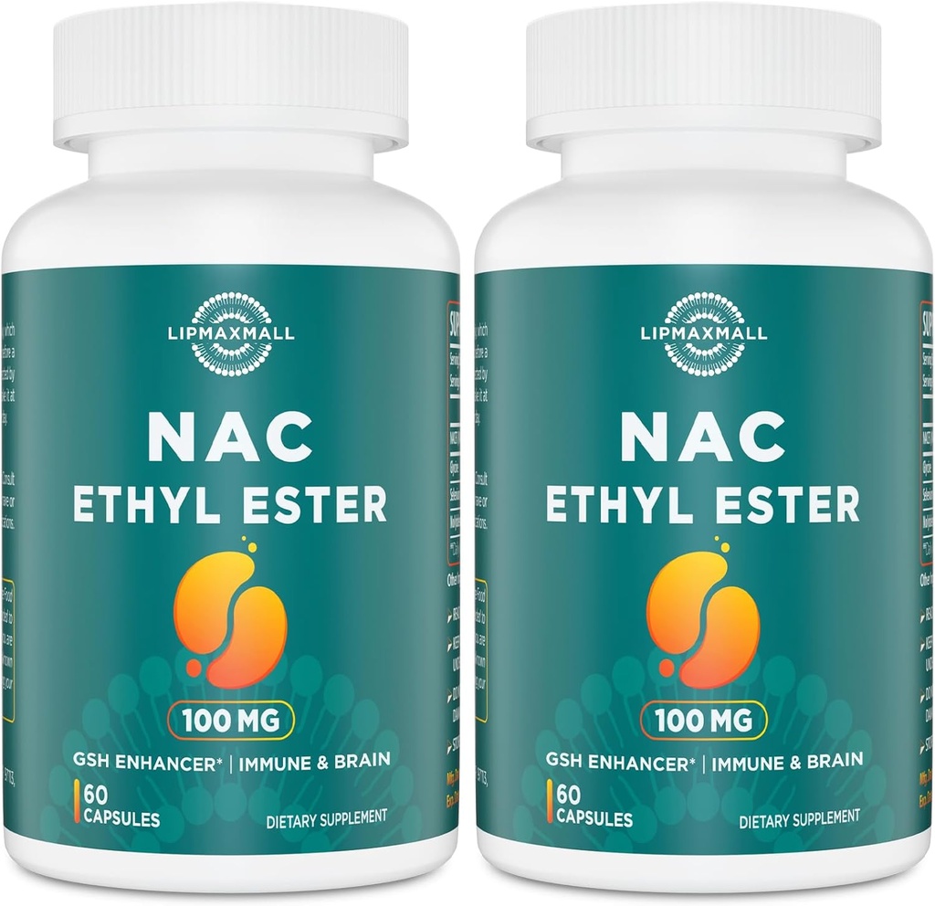 N-Acetyl Cysteine Ethyl Ester 100mg-More Absorption Than 1000mg NAC-with Glycine 600mg-Benefit Glutathione-Good for Immune System & Antioxidant for Adults,NACET(60 Capsules-2 Pack)