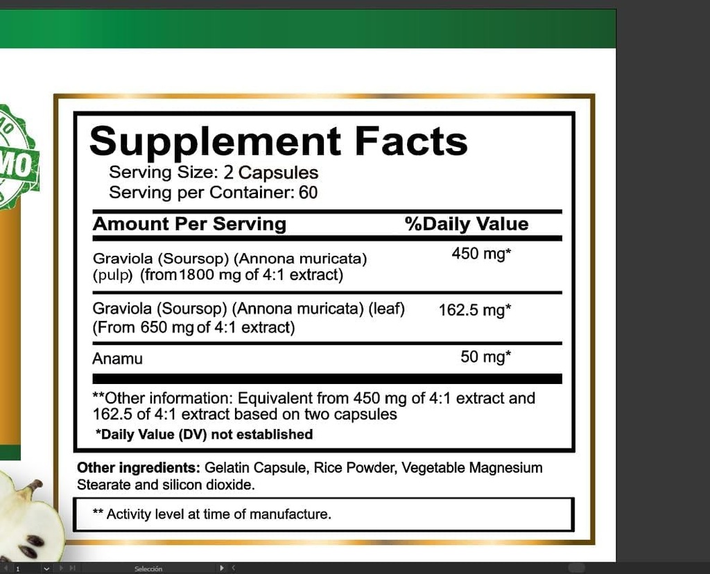 VITAMISAN Graviola Soursop, Natural Dietary Supplement. Leaf & Fruit Extract 120 Capsules Antioxidant, High Potency Capsules Made in The USA
