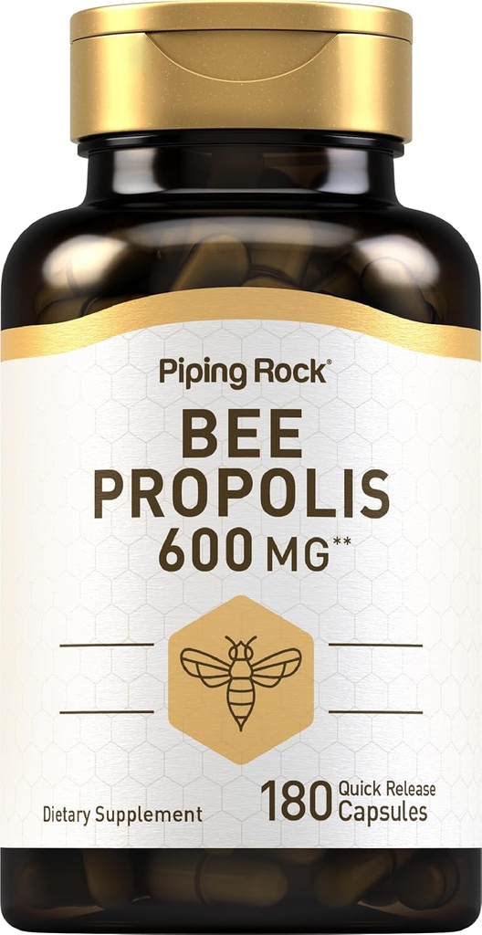 Piping Rock Bee Propolis Capsules | 600mg | 180 Pills | Extract Supplement | Non-GMO, Gluten Free