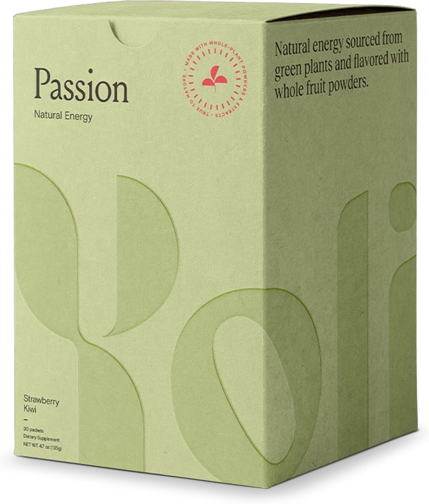 Yoli® Passion Energy Drink Powder Mix - Natural Energy Drink Mix for Endurance and Stamina, 30 Packets - Strawberry Kiwi Flavor