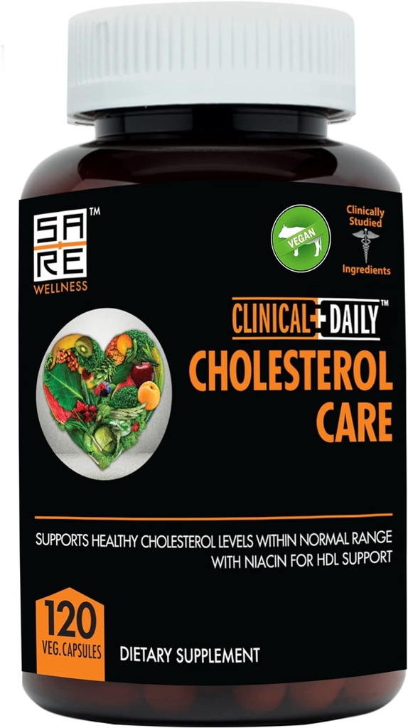 Clinical Daily Cholesterol Care Supplement. Vegan Cholesterol and Triglyceride Supplements. Plant Sterols Supplements Cholesterol Support with Guggul, Garlic, Niacin. 120 Capsules