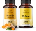 HERBAMAMA Boswellia Turmeric and Mullein Leaf Capsules Kit - Bundle of 2100 mg Boswellia Turmeric & 1200 mg Mullein Leaf Capsules - Vegan, Non GMO, Gelatin-Free - 2 Pack