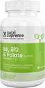 Nutri Supreme, Folate with B6 and B12, Helps Maintain Normal Homocysteine Levels and Cardiovascular Health, 60 Count, Kosher Certified