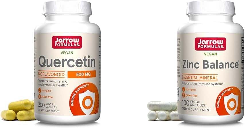 Jarrow Formulas Quercetin 500 mg-Bioflavonoid-Quercetin Dietary Supplement-200 Servings -Supports Healthy Cellular Function & Zinc Balance 15 mg-100 Servings -Includes Copper-Essential Mineral