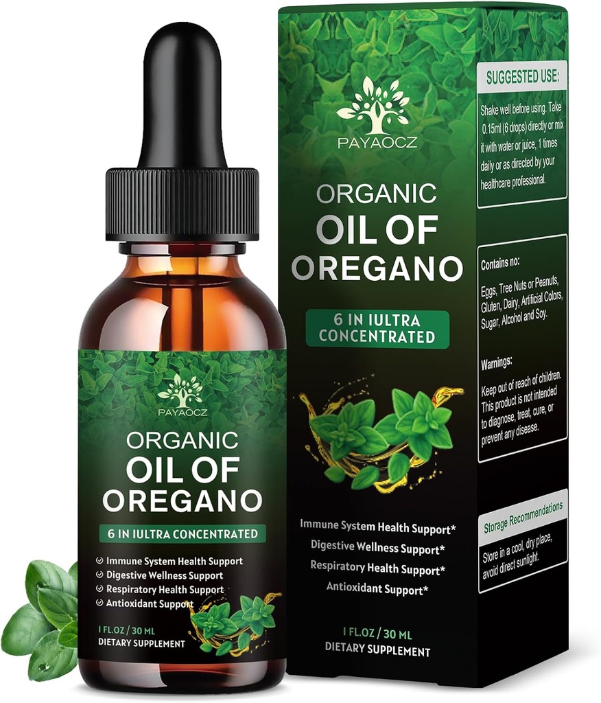 (1 Pack) Organic Oil of Oregano Liquid Drops Supplement with Thyme, Turmeric, Aceite de Oregano, Cleanse, Detox, Digestive & Immune Support, 1 Fl Oz