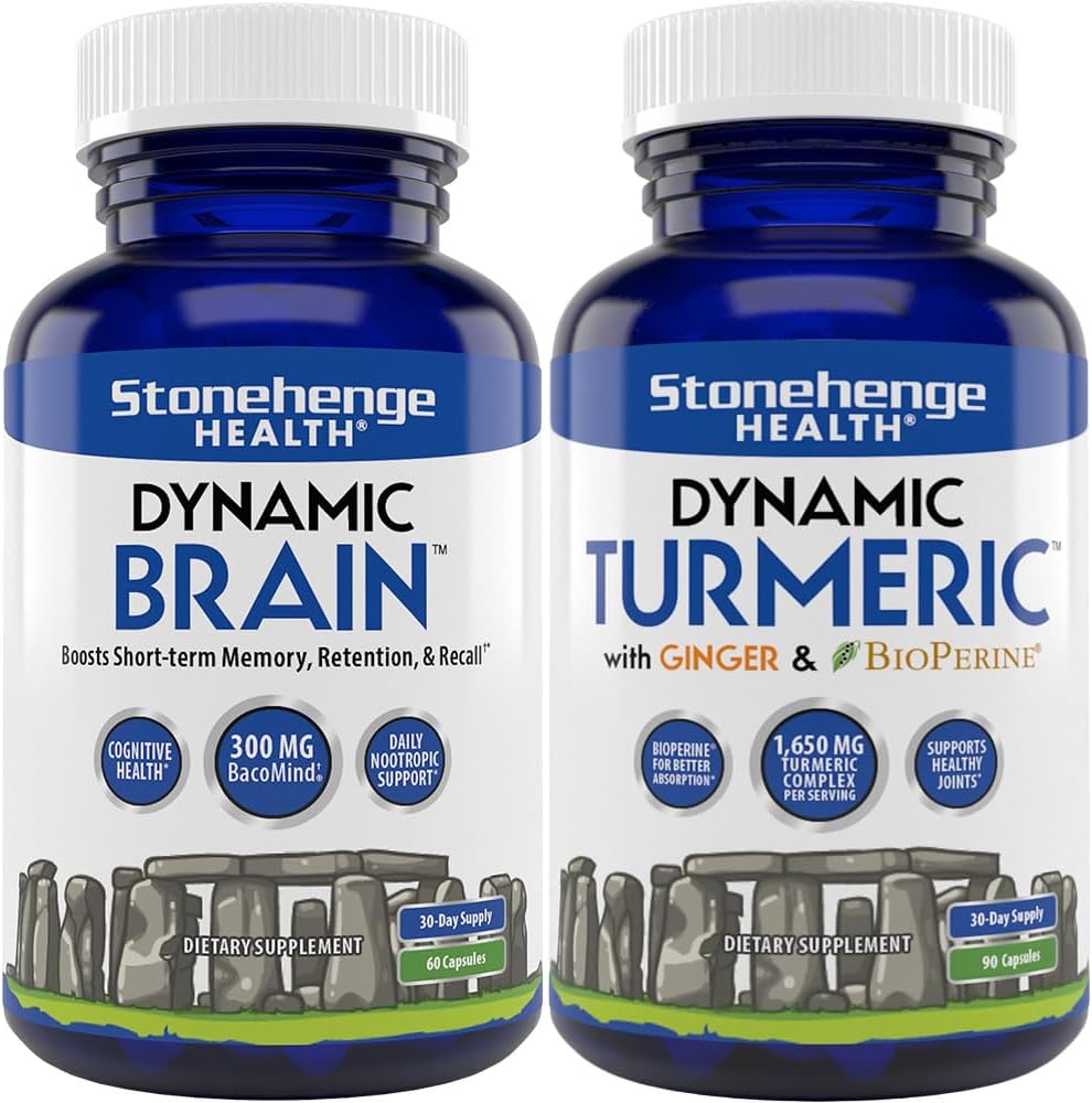 Stonehenge Health Dynamic Brain + Dynamic Turmeric Bundle Supports: Memory Acquisition, Retention, & Recall