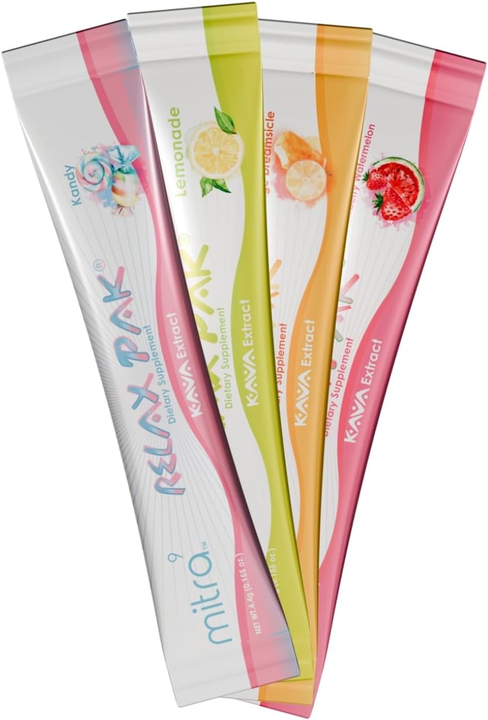 Mitra9 Kava Powder RelaxPak - Variety Pack Kava Extract Powder Packets | Mood Enhancer | Plant Based | Promotes Natural Calm & Clarity | Easy Open Single-Serving Stick (5)