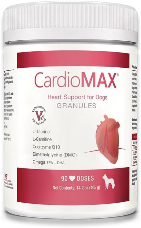 Heart Support Granules for Dogs – Vet-Formulated, Antioxidant-Rich- L-Taurine, L-Carnitine, EPA, DHA, CoQ10- Aids Circulatory Strength, Cardiovascular Support, Heart Muscle Function-USA Made- 90 Doses