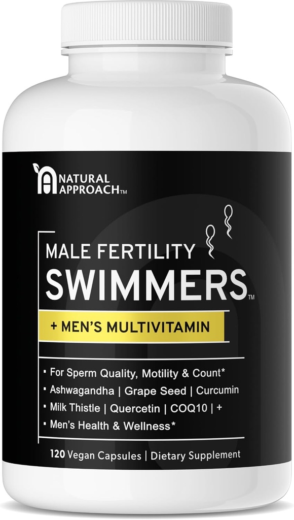 Swimmers | Fertility Support for Men | Optimal Sperm Count & Motility | Male Fertility Blend & Prenatal + Multivitamin to Support Healthy Conception | Premium Men's Health Supplement | 120 Capsules