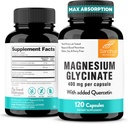 Magnesium Glycinate 400mg High Absorption Capsules with Quercetin | Quality Sleep, Relaxation & Muscle Health Supplement for Women and Men | Chelated Magnesium 120 Count (Pack of 1) | Easy to Swallow